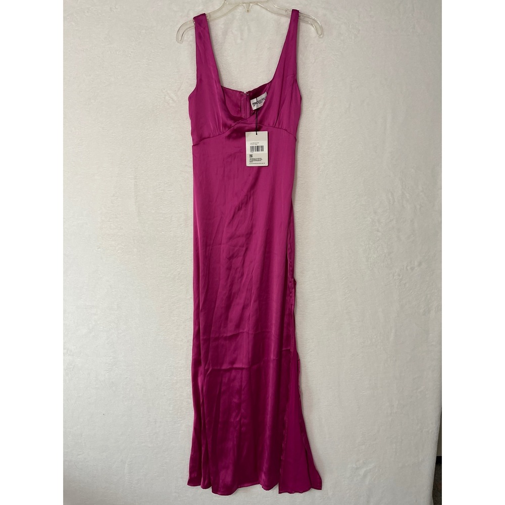 Princess Polly Lynsey Midi Dress Magenta Pink Satin Sweetheart Neck US 0 NEW - Picture 2 of 6